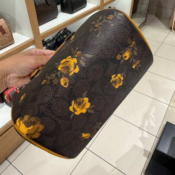 Coach Mini Rowan Crossbody Bag Signature Canvas Floral CCF31 Walnut/Yellow - Picture 4 of 15